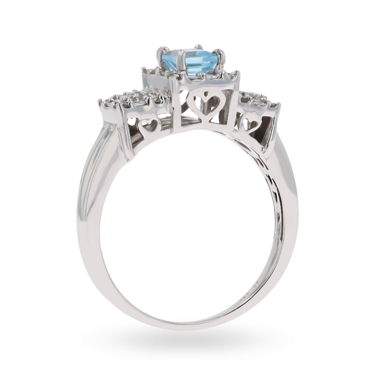 9ct White Gold "Le Coeur" Sky Blue Topaz & Diamond Ring