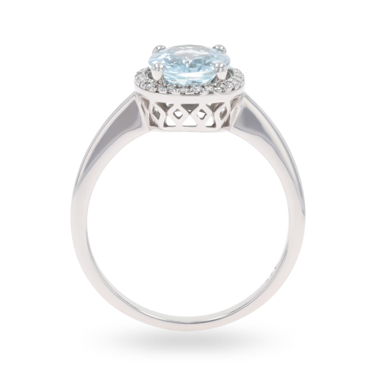 9ct White Gold Oval Aquamarine & Diamond Cluster Ring