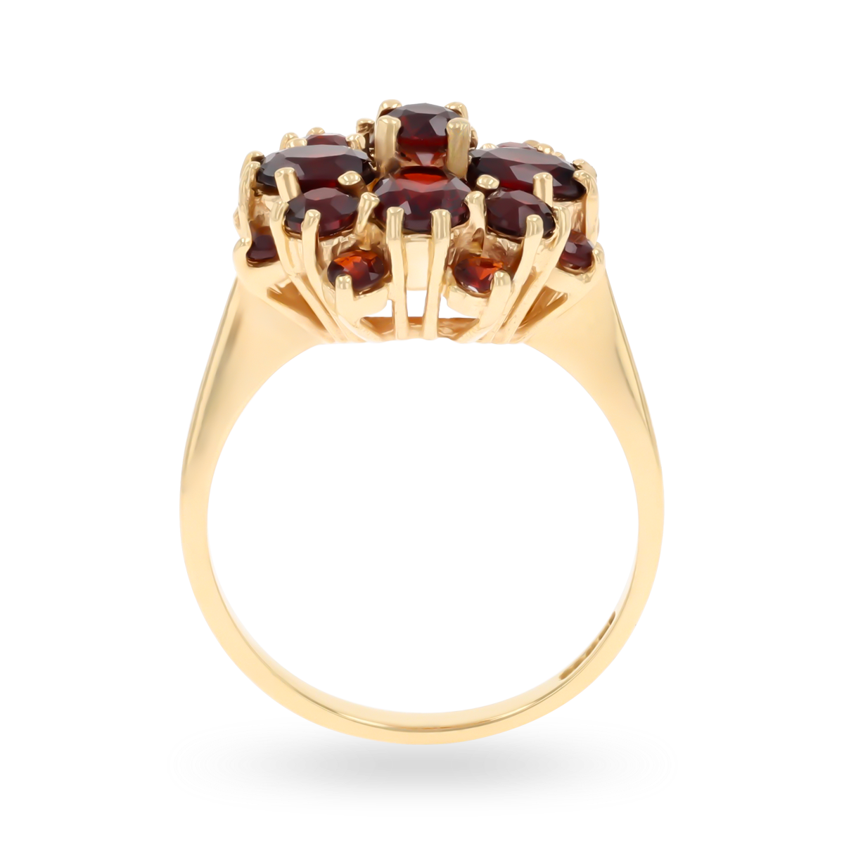 9ct Yellow Gold Garnet Quatrefoil Cluster Ring