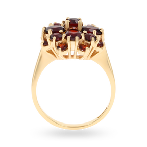 9ct Yellow Gold Garnet Quatrefoil Cluster Ring