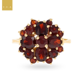 9ct Yellow Gold Garnet Quatrefoil Cluster Ring