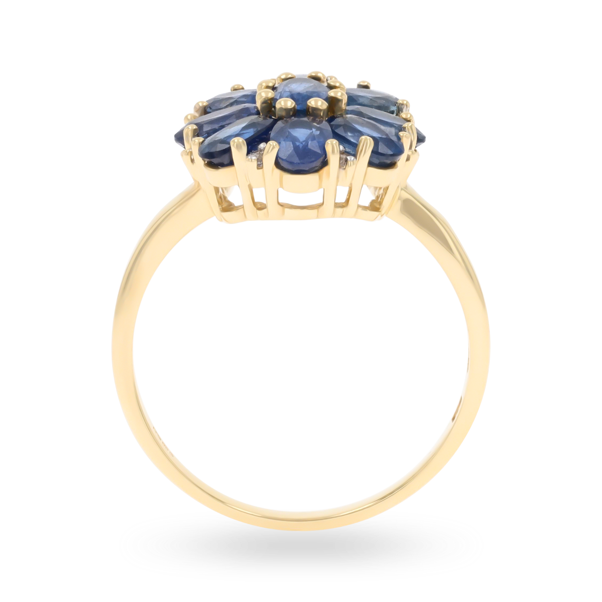 9ct Yellow Gold Oval Shaped Sapphire & Diamond Cluster Ring