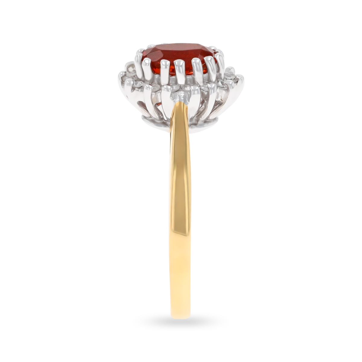 9ct Yellow Gold Fire Opal & Diamond Cluster Ring