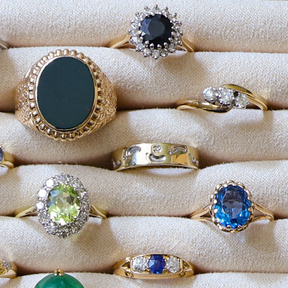 A selection of gemstone rings.