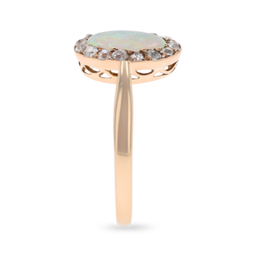 Un-hallmarked 9ct Yellow Gold Opal & Old Cut Diamond Cluster Ring