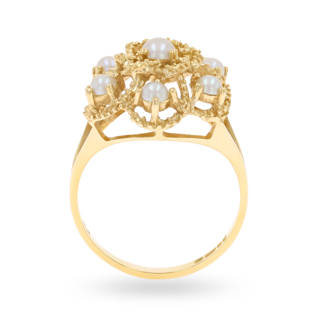 9ct Yellow Gold Cultured Pearl Flower Cluster Ring