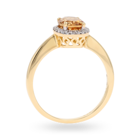 9ct Yellow Gold Oval Citrine & Diamond Cluster Ring