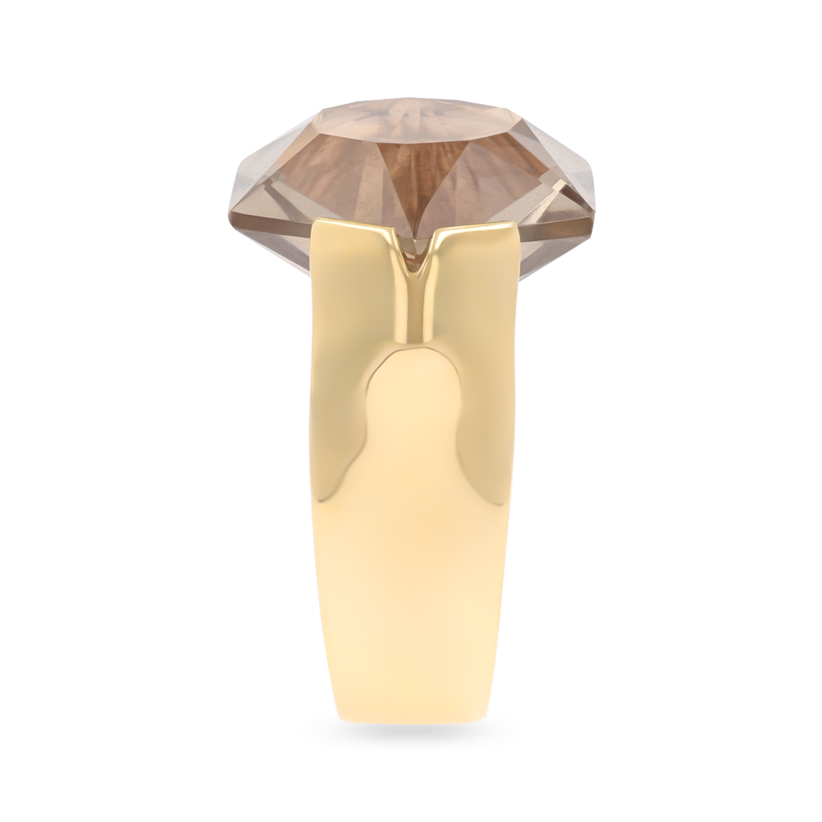 9ct Yellow Gold Hexagon Cut Smokey Quartz Cocktail Ring