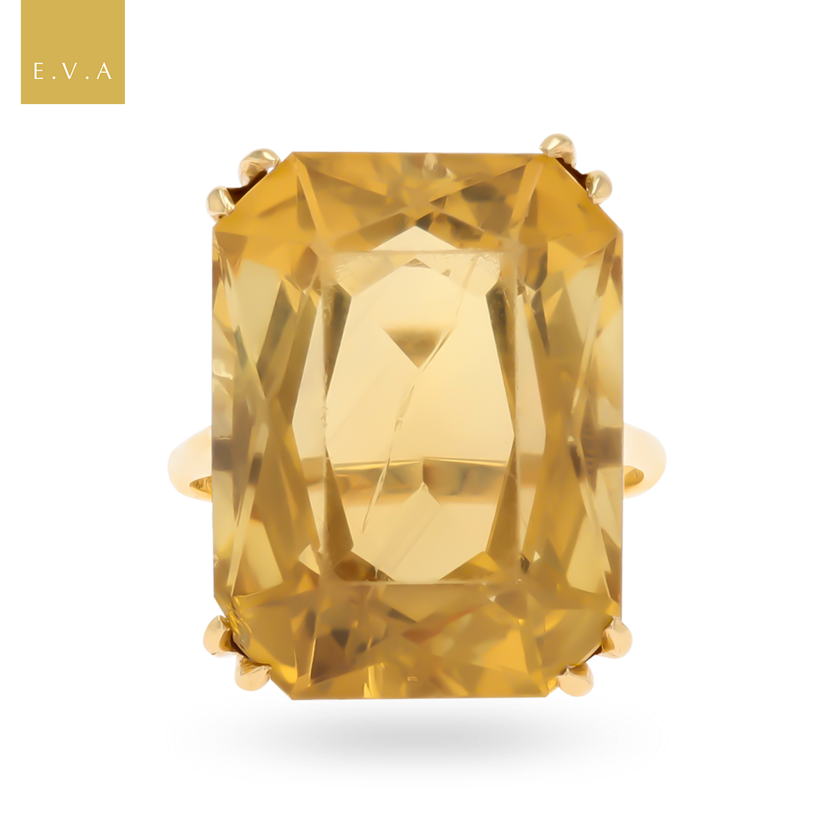 9ct Yellow Gold Radiant Cut Citrine Cocktail Ring