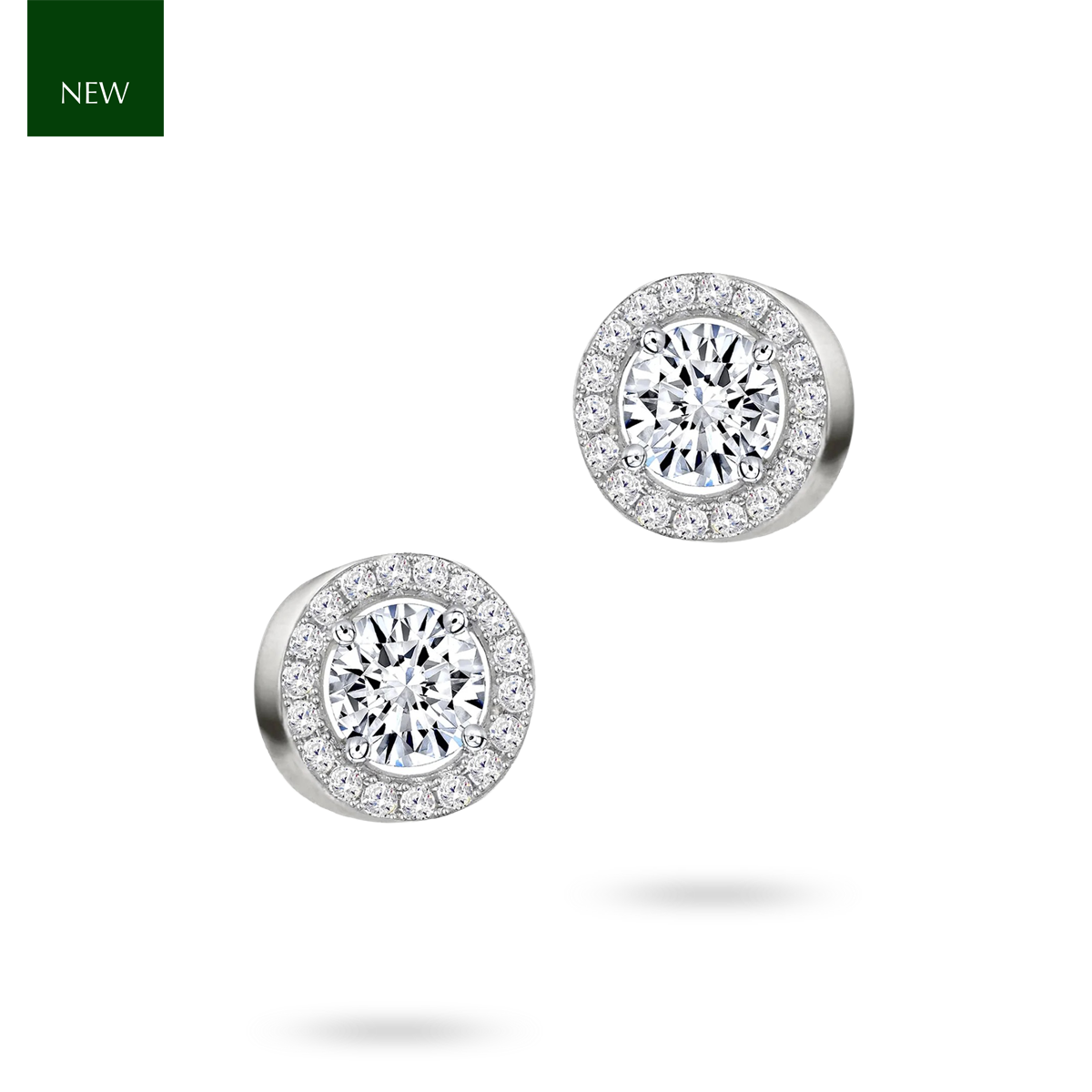 Sterling Silver Cubic Zirconia 10mm Halo Stud Earrings