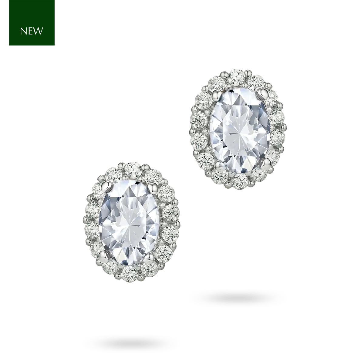 Sterling Silver Oval Cubic Zirconia Cluster Stud Earrings