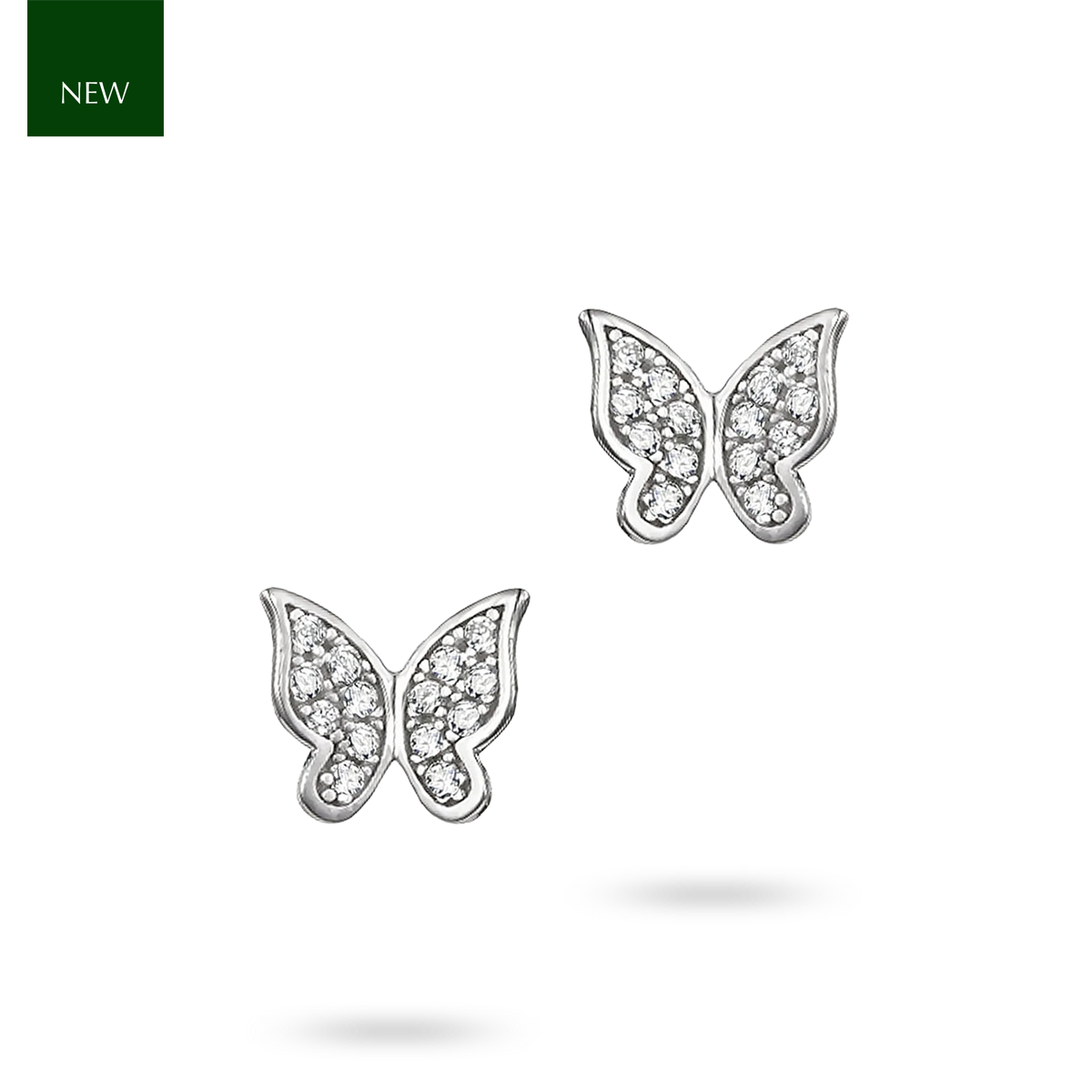 Sterling Silver Cubic Zirconia Butterfly Stud Earrings