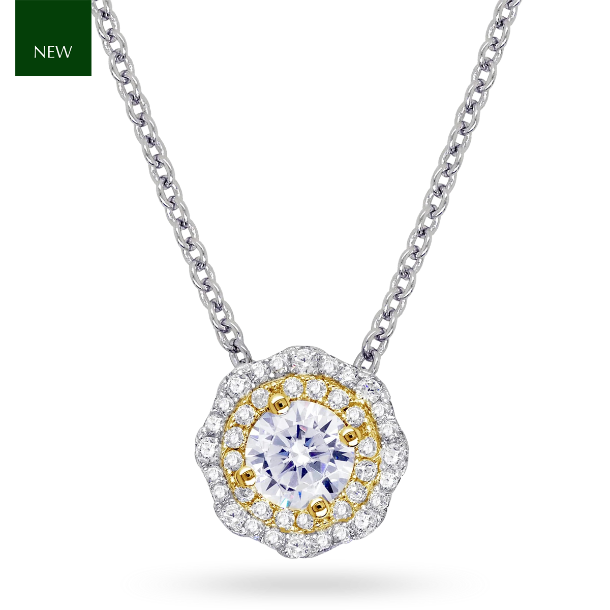 Sterling Silver Floral Cubic Zirconia Cluster Pendant & Chain