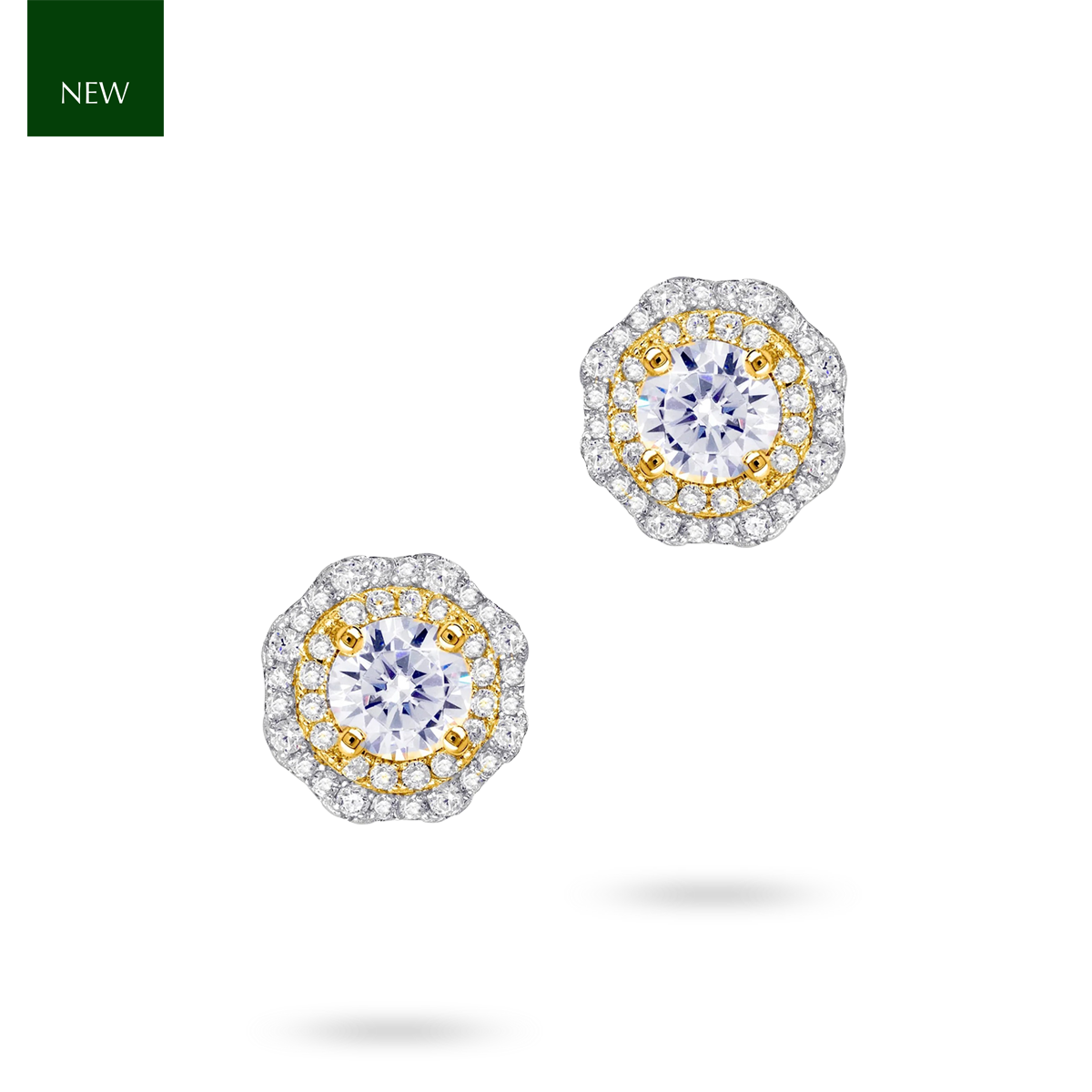 Sterling Silver Floral Cubic Zirconia Cluster Stud Earrings