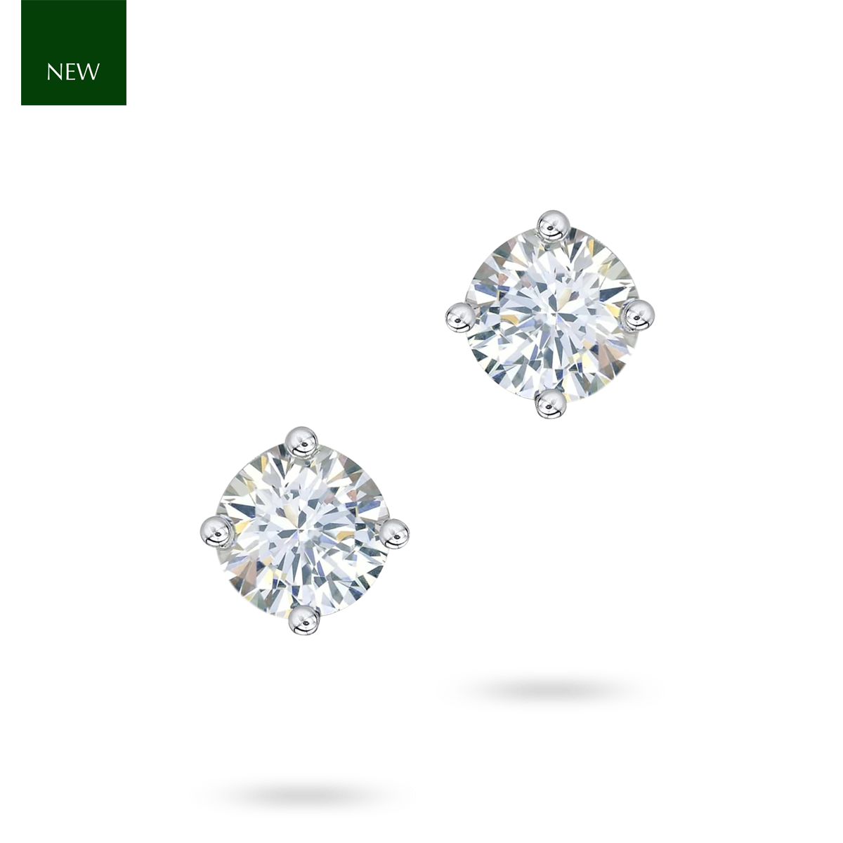 Sterling Silver Cubic Zirconia Solitaire Stud Earrings