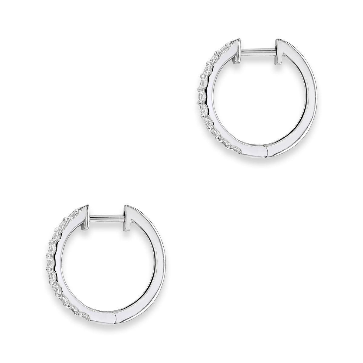 Sterling Silver 2-Row Cubic Zirconia Hinged Huggie Earrings
