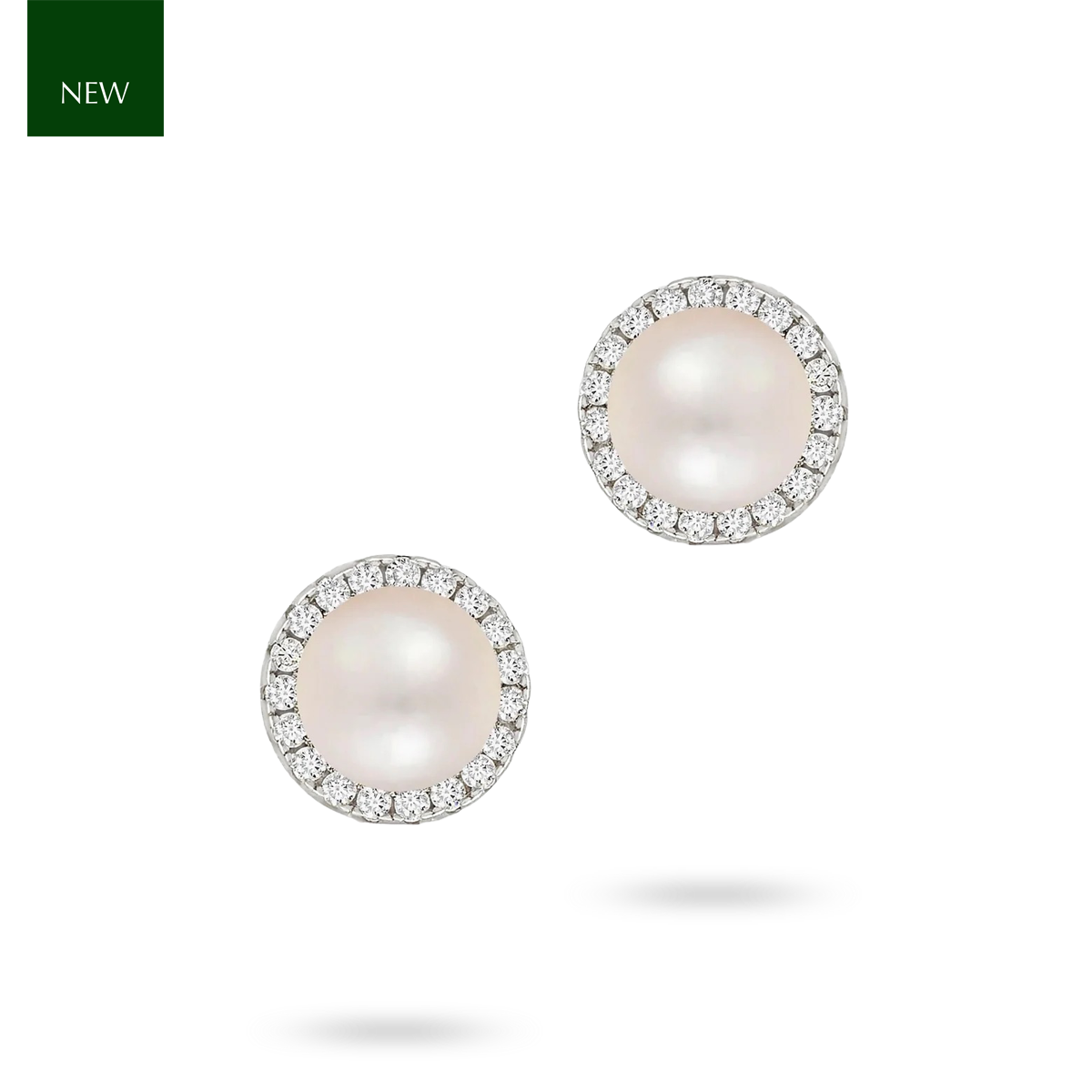 Sterling Silver Freshwater Pearl & Cubic Zirconia 8mm Halo Stud Earrings