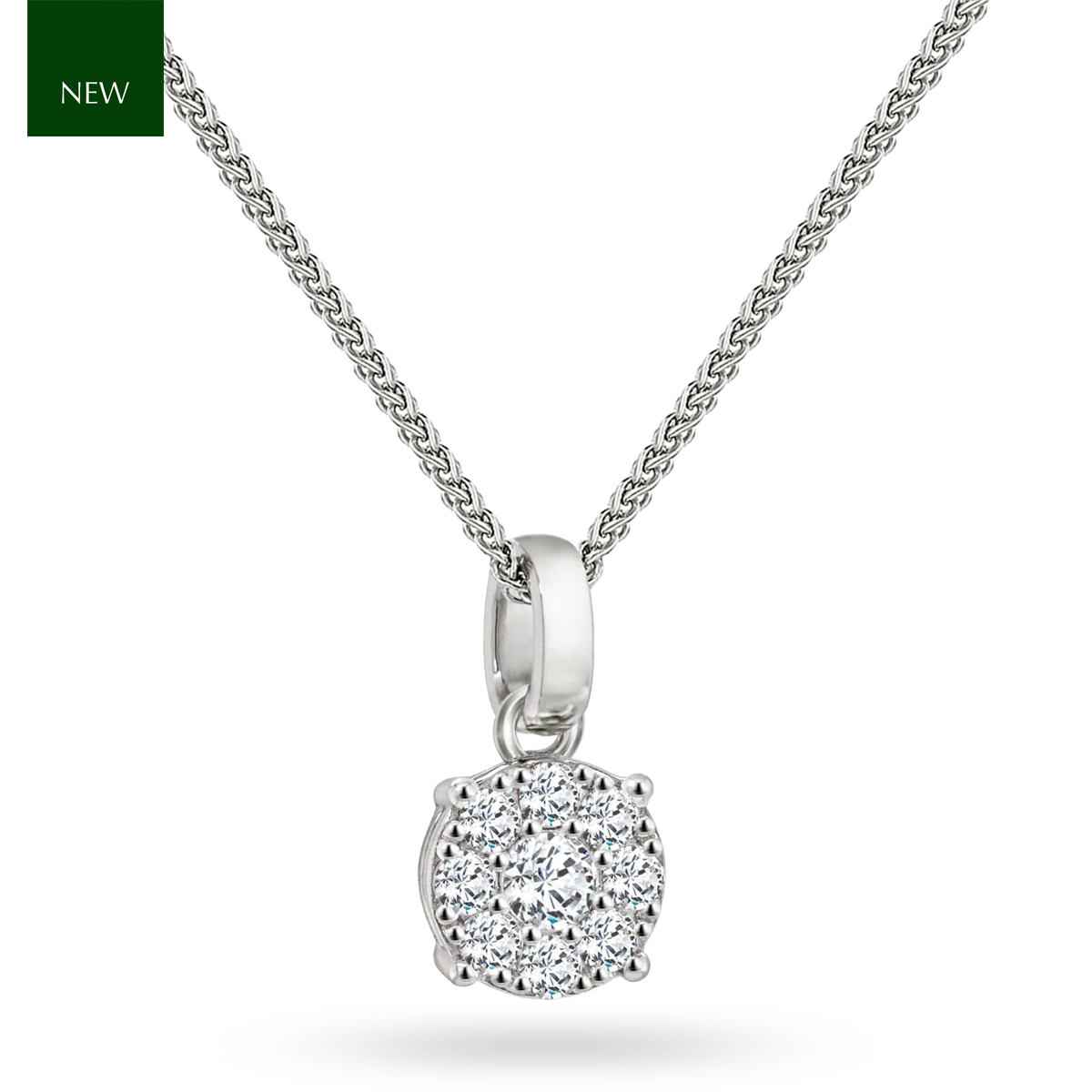 Sterling Silver Cubic Zirconia Cluster Pendant & Chain