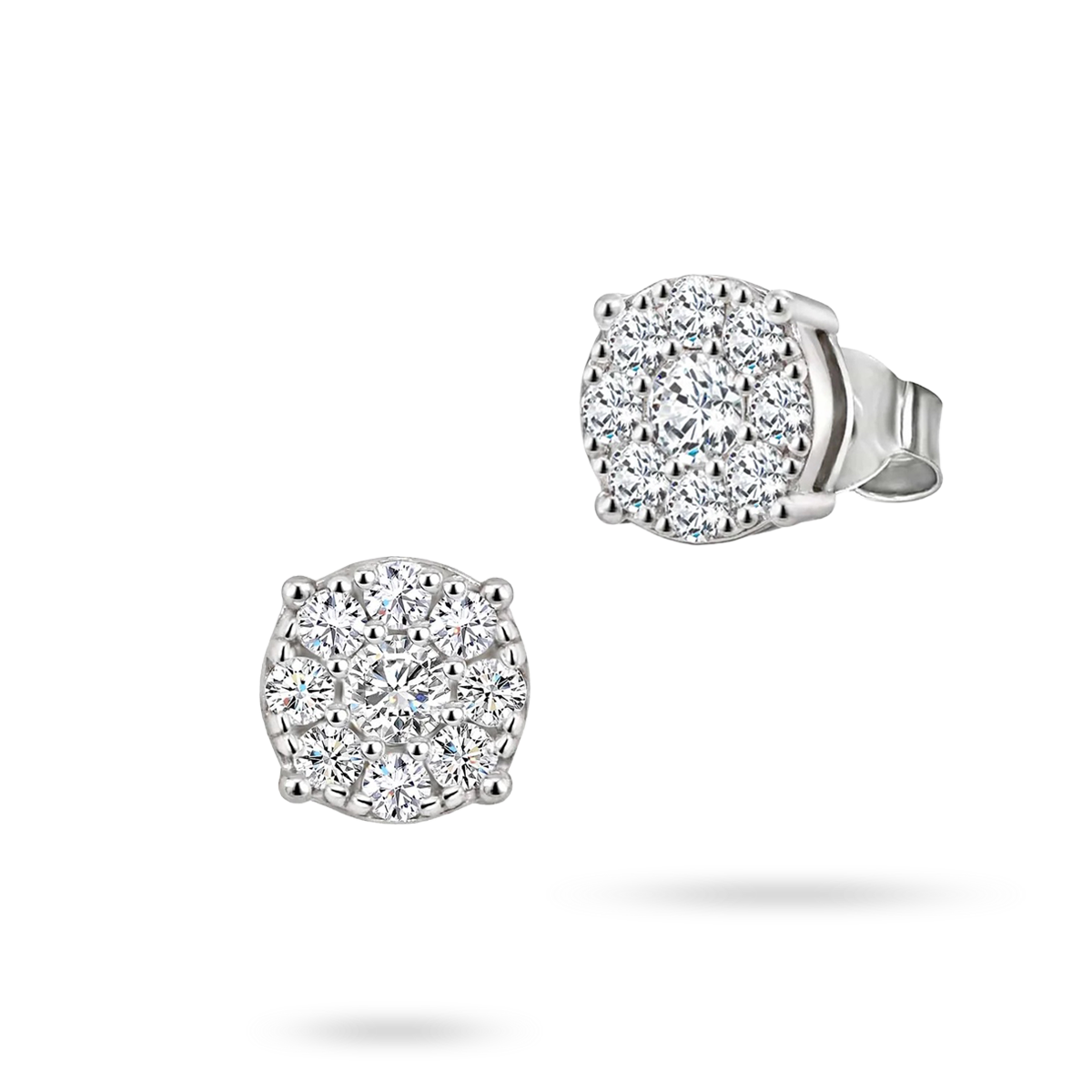 Sterling Silver Cubic Zirconia Cluster Stud Earrings