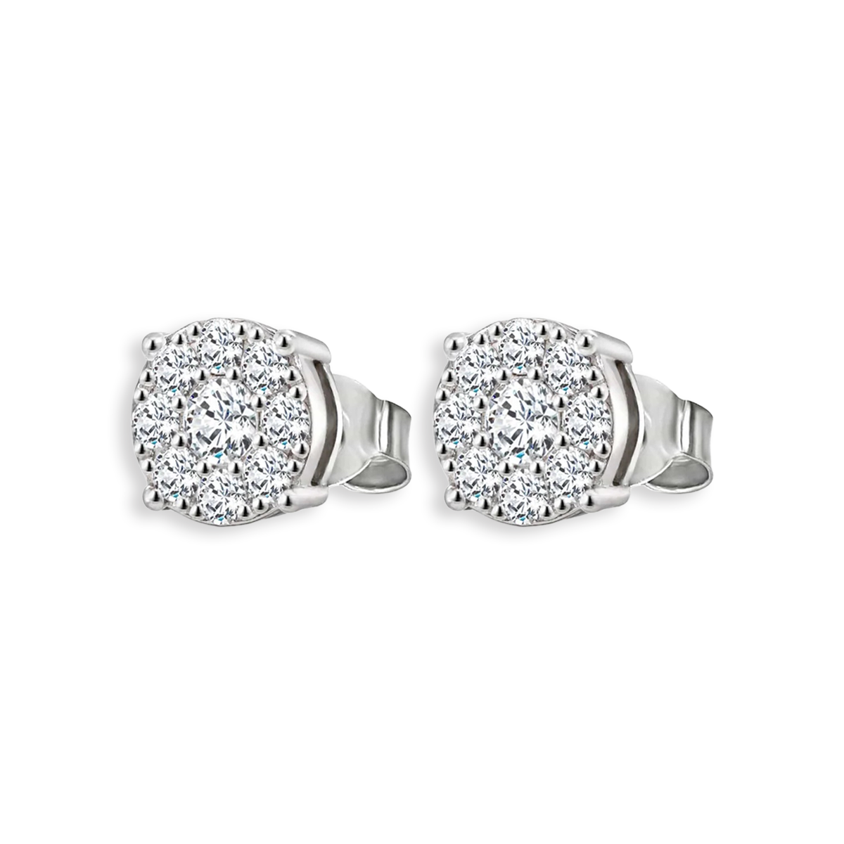 Sterling Silver Cubic Zirconia Cluster Stud Earrings
