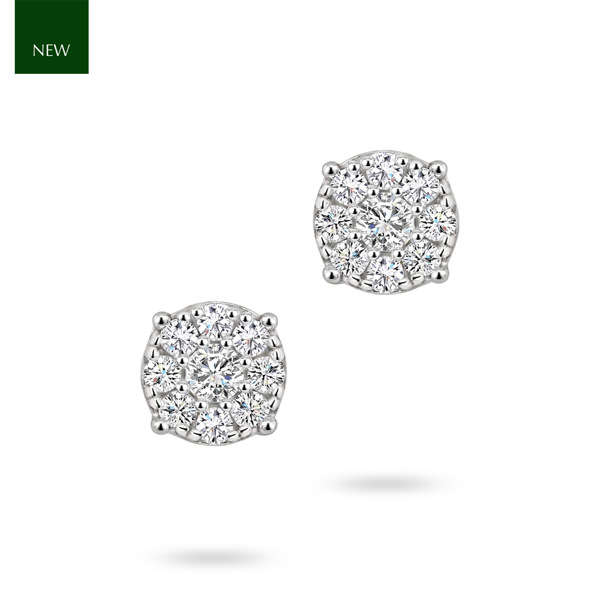 Sterling Silver Cubic Zirconia Cluster Stud Earrings