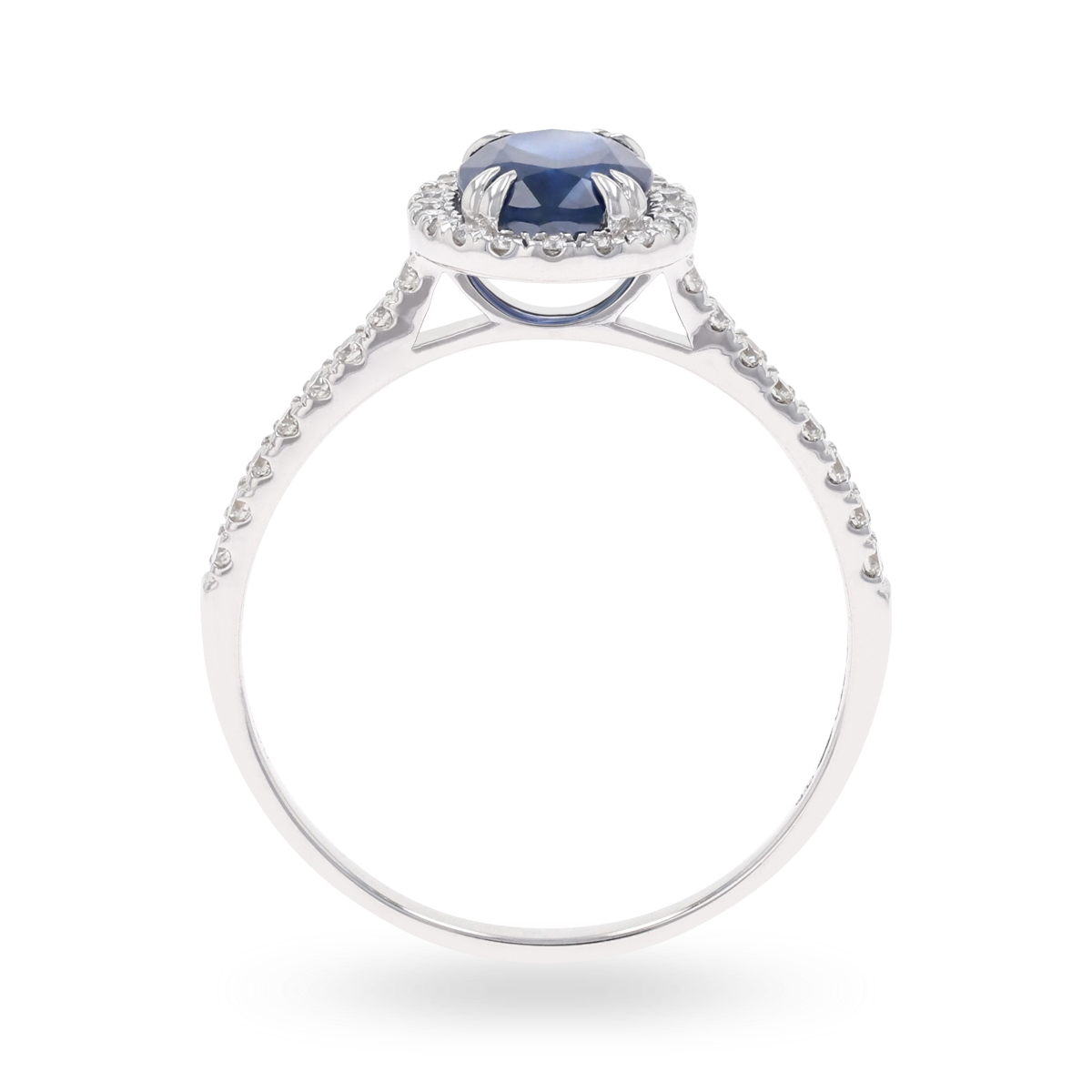 18ct White Gold Oval Cut Sapphire & Diamond Halo Ring