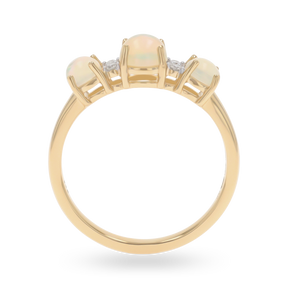 9ct Yellow Gold Opal & Diamond Seven Stone Ring