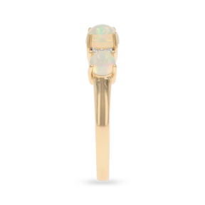 9ct Yellow Gold Opal & Diamond Seven Stone Ring