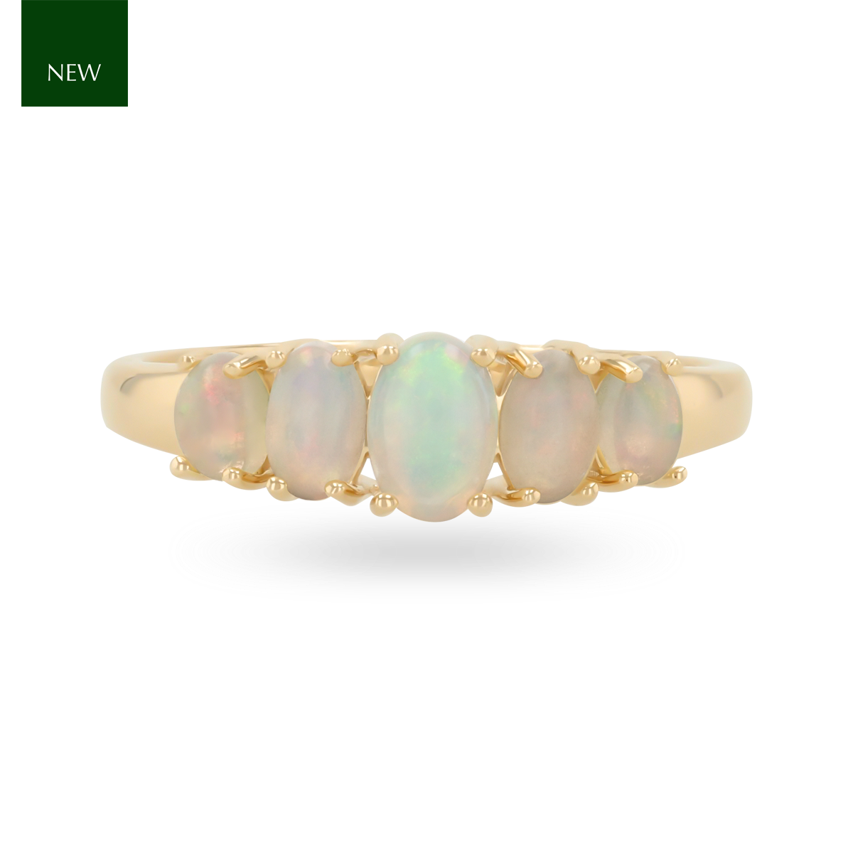 9ct Yellow Gold Graduated Five Stone Opal Ring