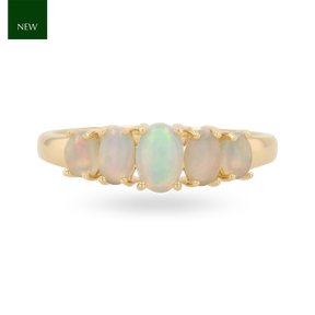 9ct Yellow Gold Graduated Five Stone Opal Ring