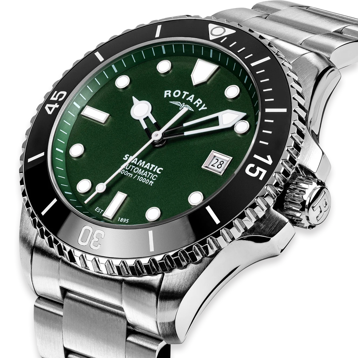 Rotary Seamatic 300 Automatic, Green Dial with Stainless Steel Bracelet RGB05430/78