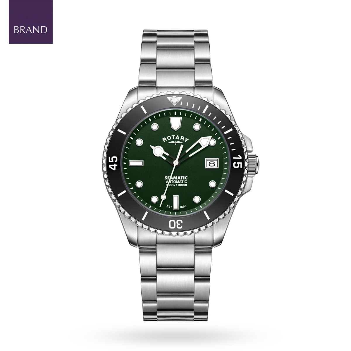 Rotary Seamatic 300 Automatic, Green Dial with Stainless Steel Bracelet RGB05430/78