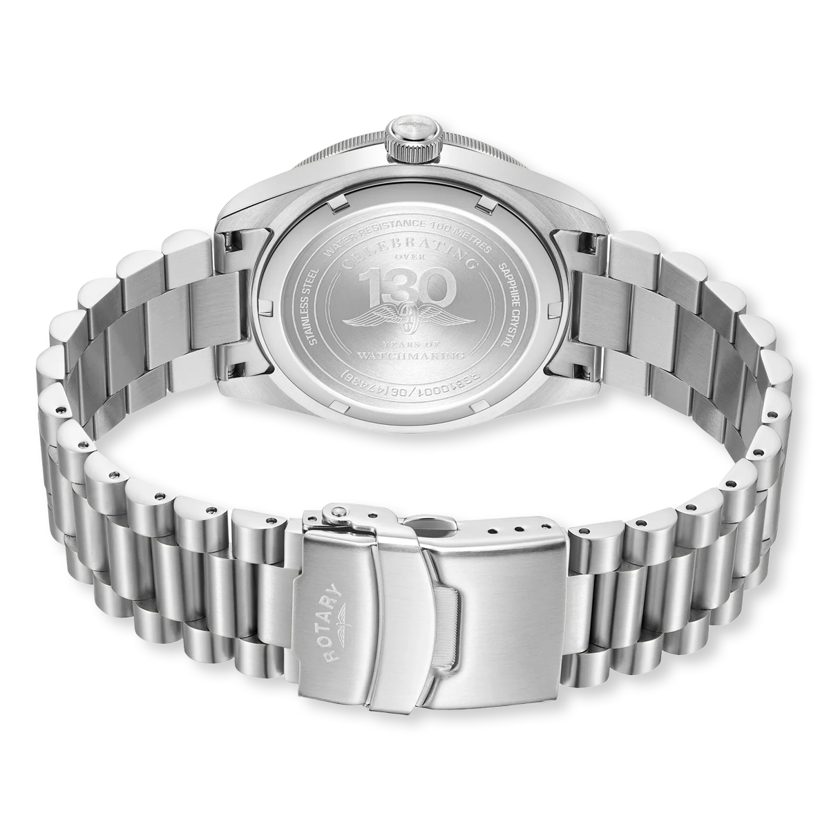 Rotary Apex 100 Watch, Black Bezel with Stainless Steel Bracelet - RGB10001/06