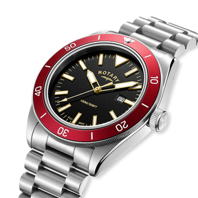 Rotary Apex 100 Watch, Red Bezel with Stainless Steel Bracelet - RGB10001/98