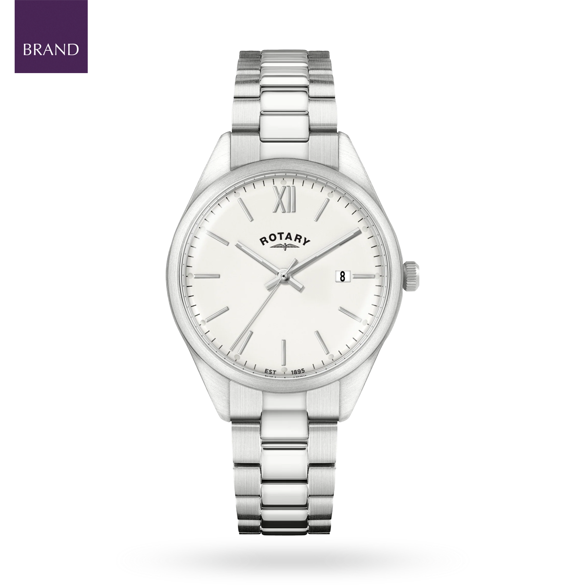 Rotary Heritage Watch, White Dial with Stainless Steel Bracelet - RGB10003/01