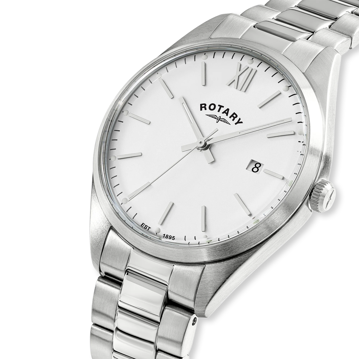 Rotary Heritage Watch, White Dial with Stainless Steel Bracelet - RGB10003/01