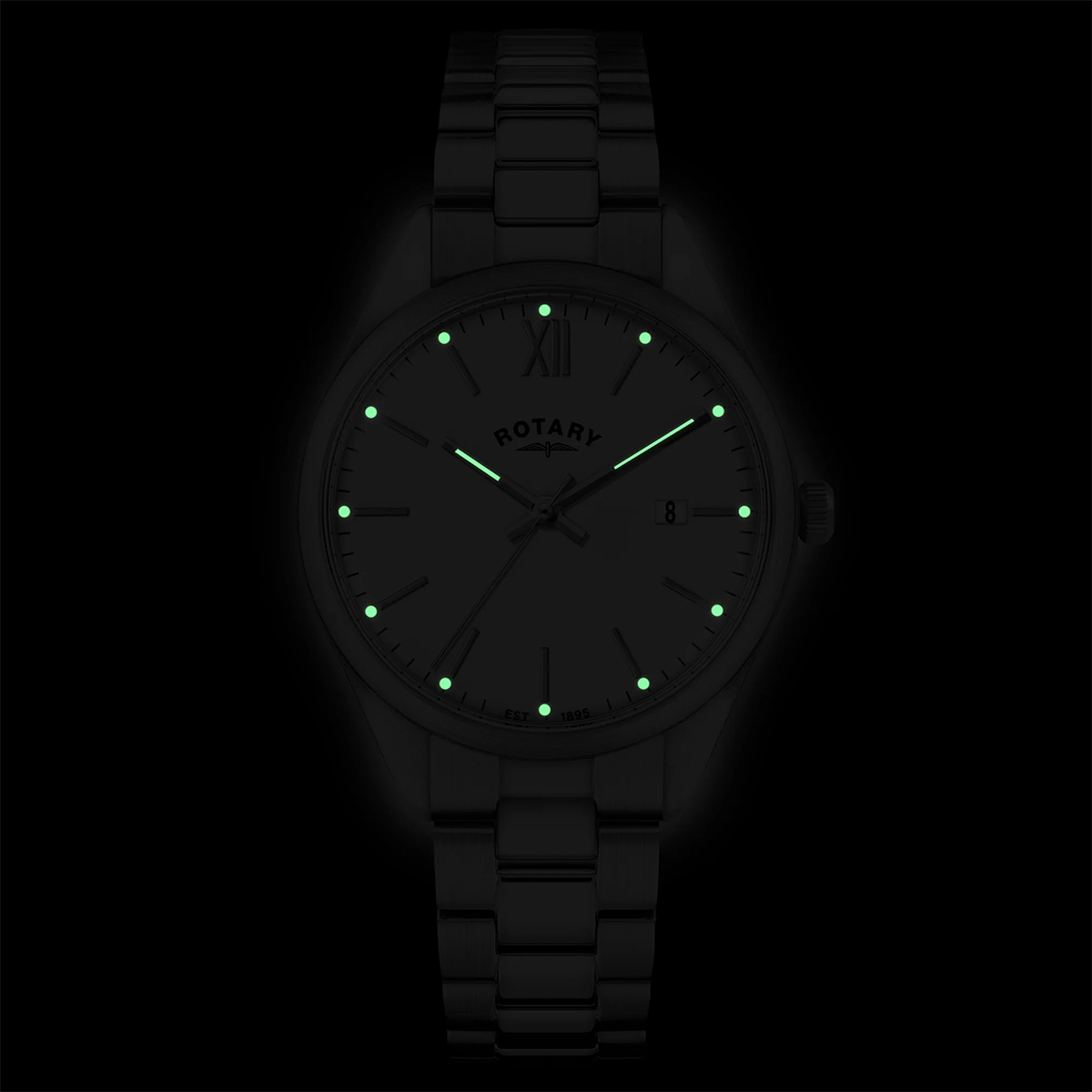 Rotary Heritage Watch, White Dial with Stainless Steel Bracelet - RGB10003/01