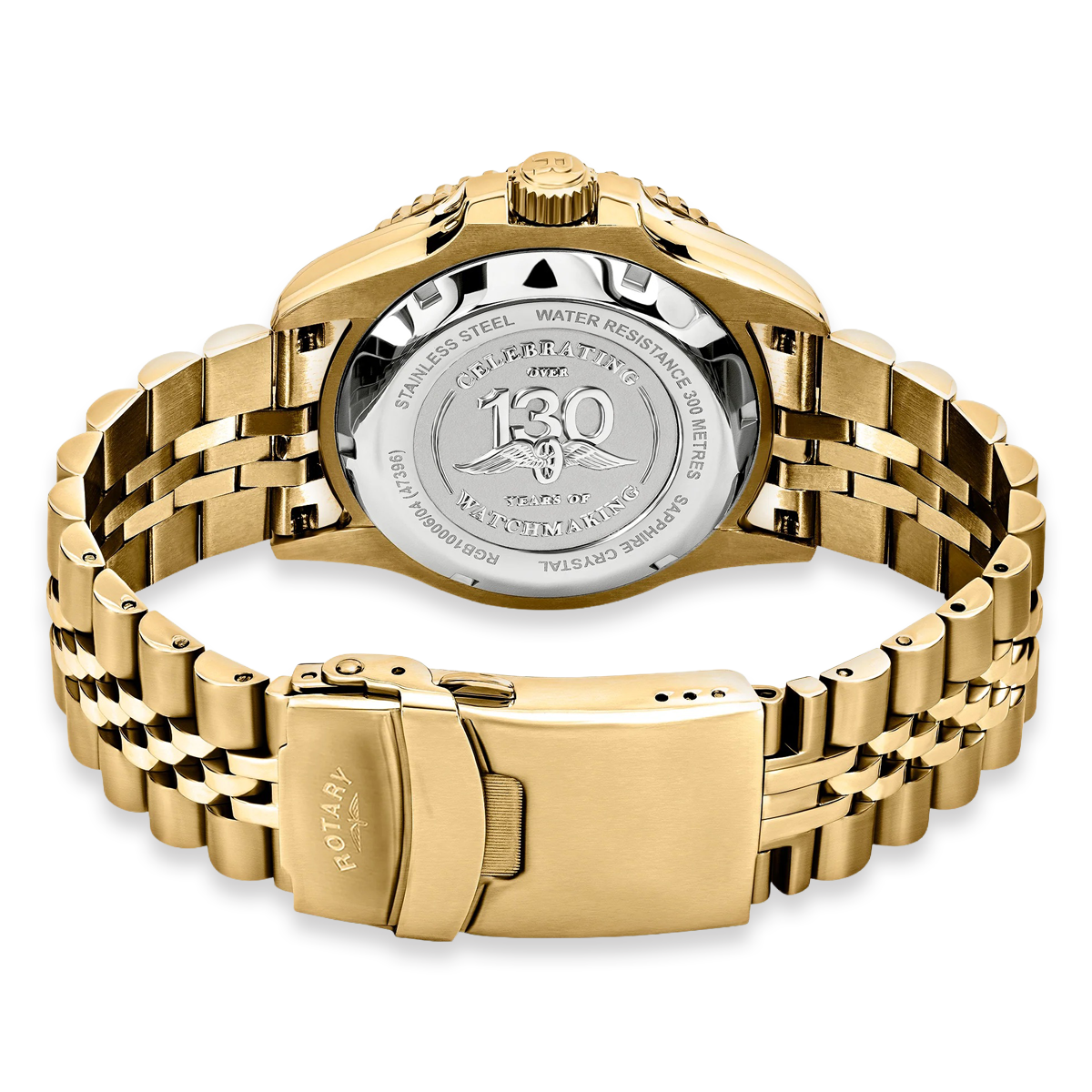 Rotary Seamatic 300 GMT Automatic, Black Dial with Gold Plated Bracelet - RGB10006/04