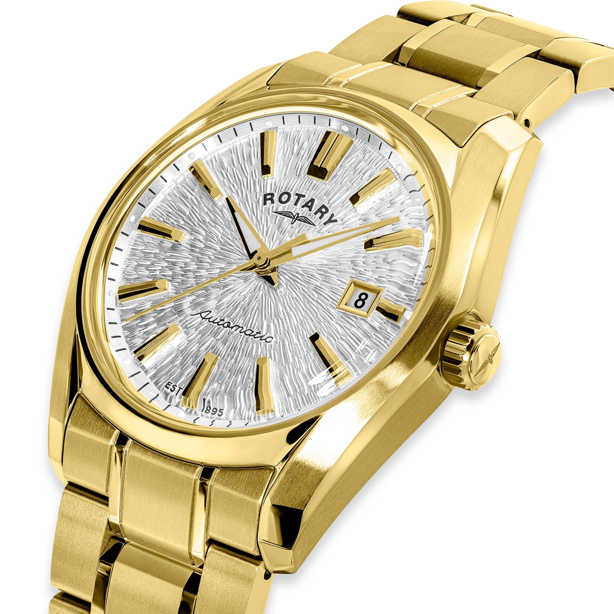 Rotary Lumen Automatic, White Dial with Gold Plated Bracelet RGB10010/06