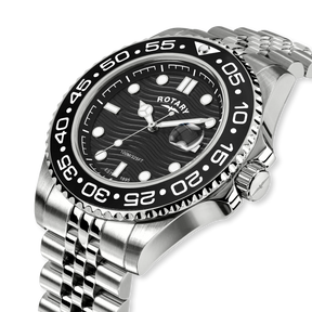 Rotary Apex 100 Watch, Black Dial with Stainless Steel Bracelet - RGB10015/04