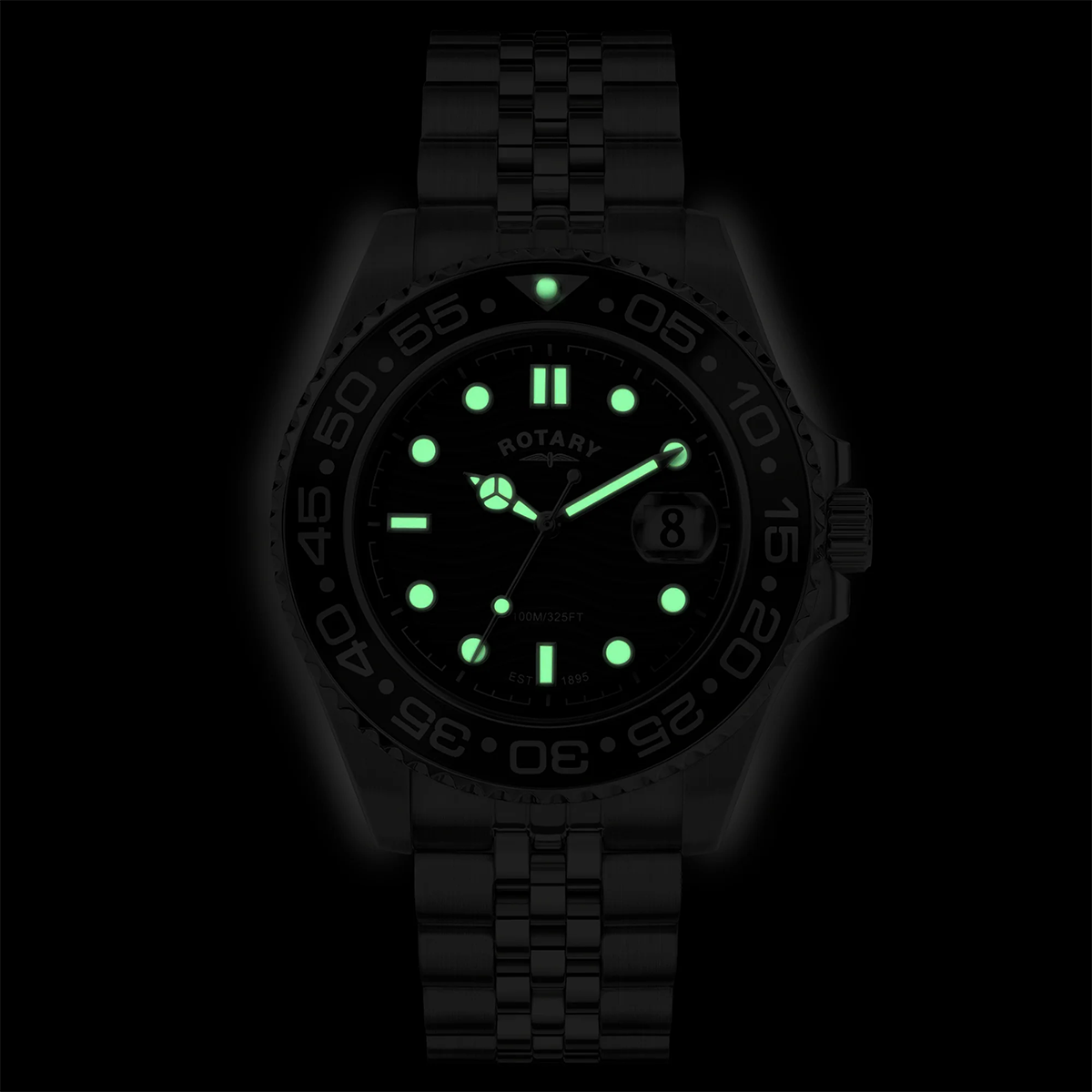 Rotary Apex 100 Watch, Black Dial with Stainless Steel Bracelet - RGB10015/04