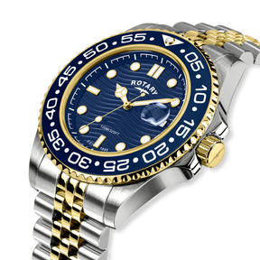 Rotary Apex 100 2-Tone Watch, Blue Dial with Stainless Steel Bracelet - RGB10018/05