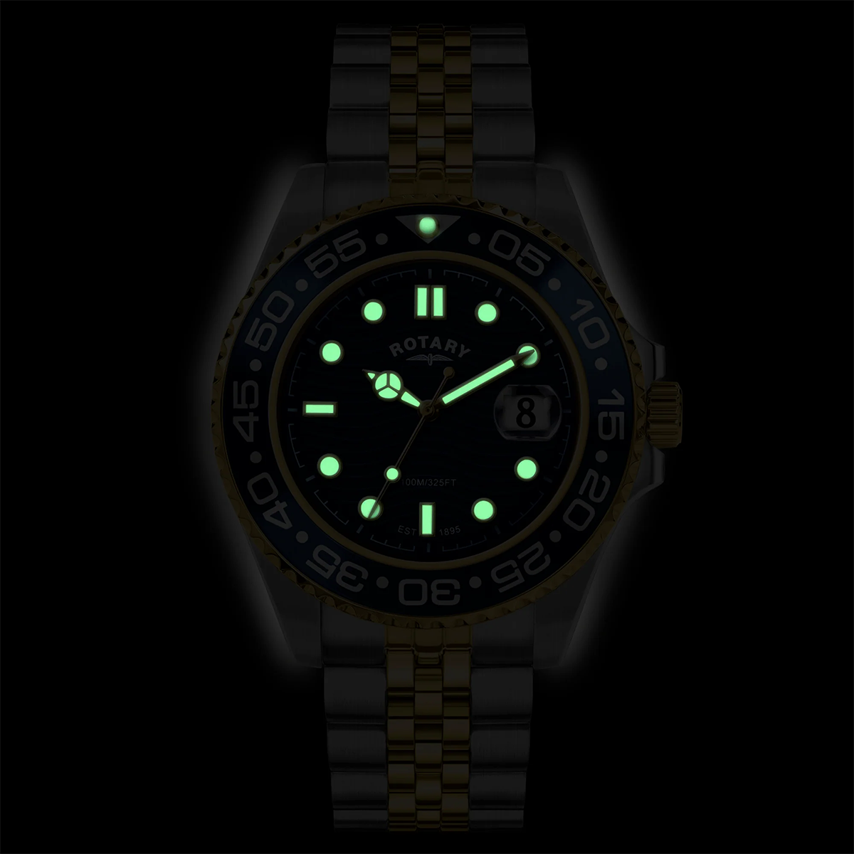 Rotary Apex 100 2-Tone Watch, Blue Dial with Stainless Steel Bracelet - RGB10018/05
