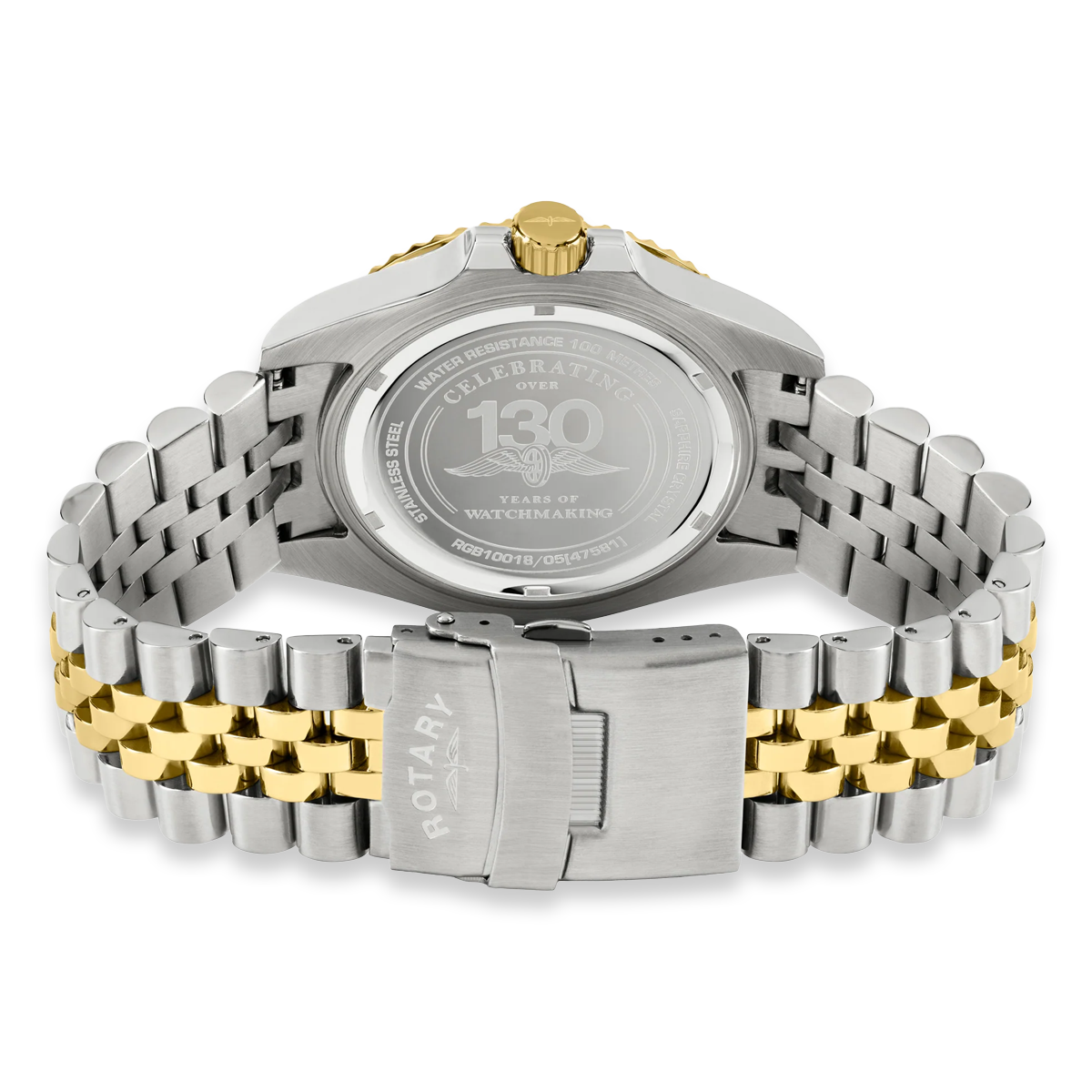 Rotary Apex 100 2-Tone Watch, Blue Dial with Stainless Steel Bracelet - RGB10018/05