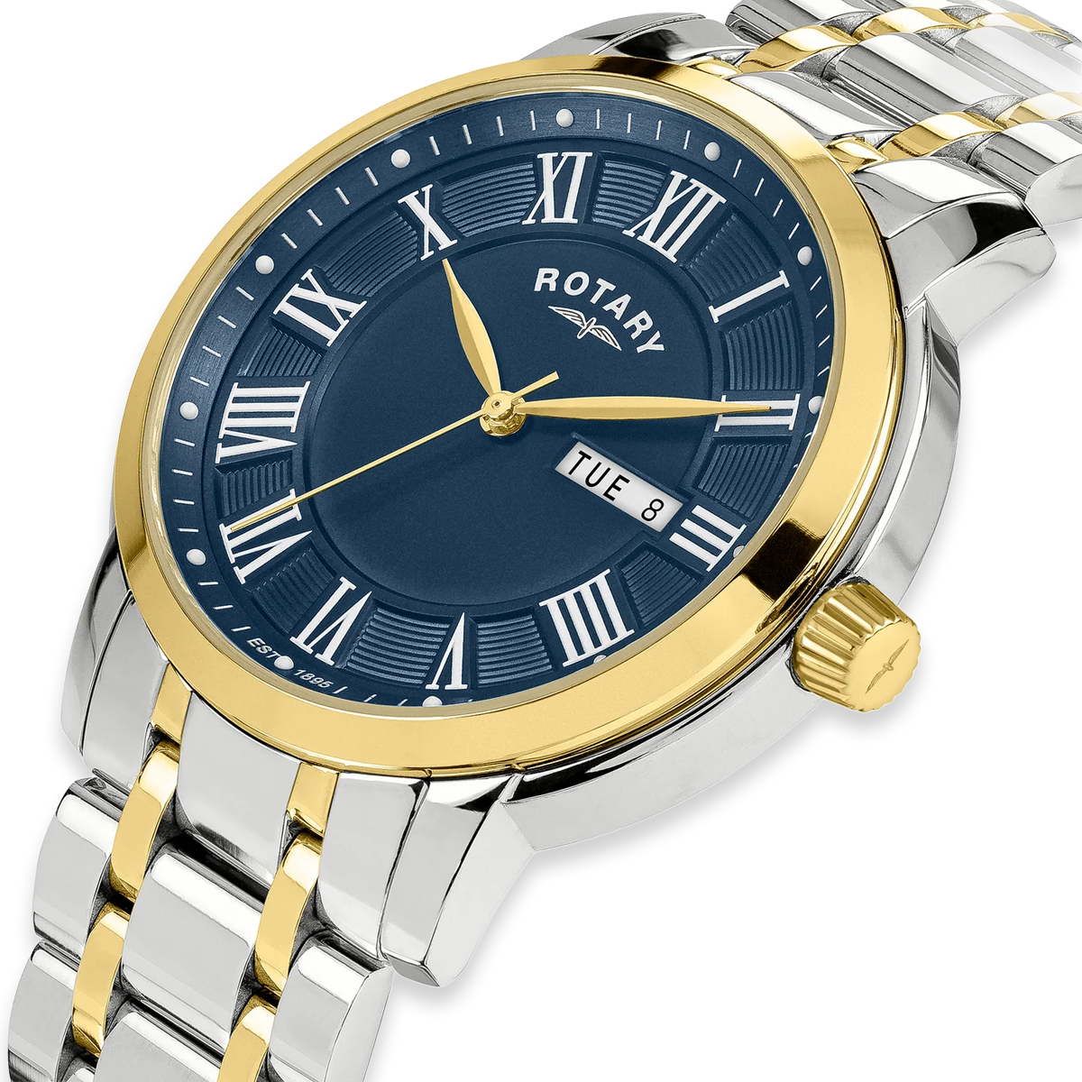 Rotary Heritage 2-Tone Watch, Blue Dial with Stainless Steel Bracelet RGB10021-05