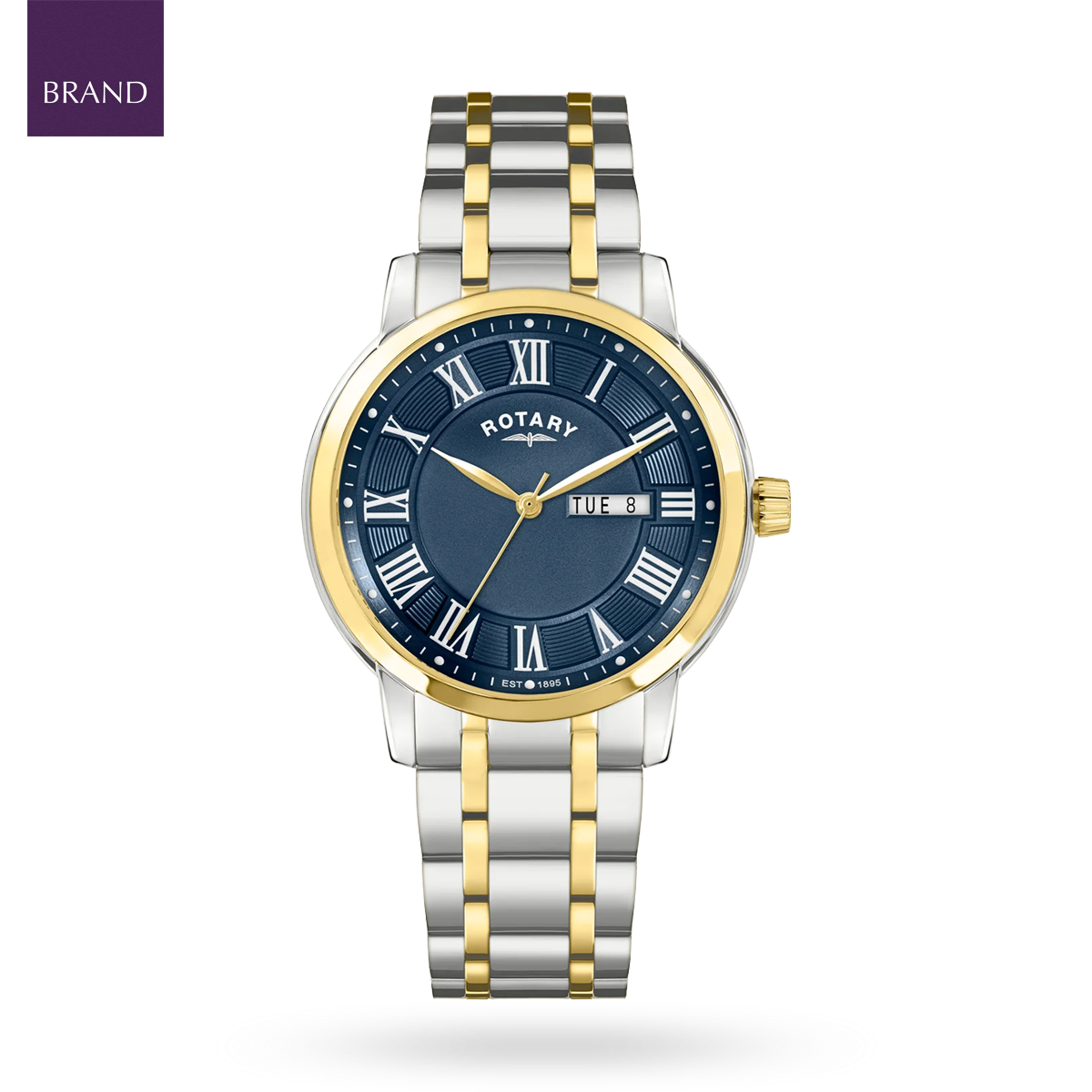 Rotary Heritage 2-Tone Watch, Blue Dial with Stainless Steel Bracelet RGB10021-05