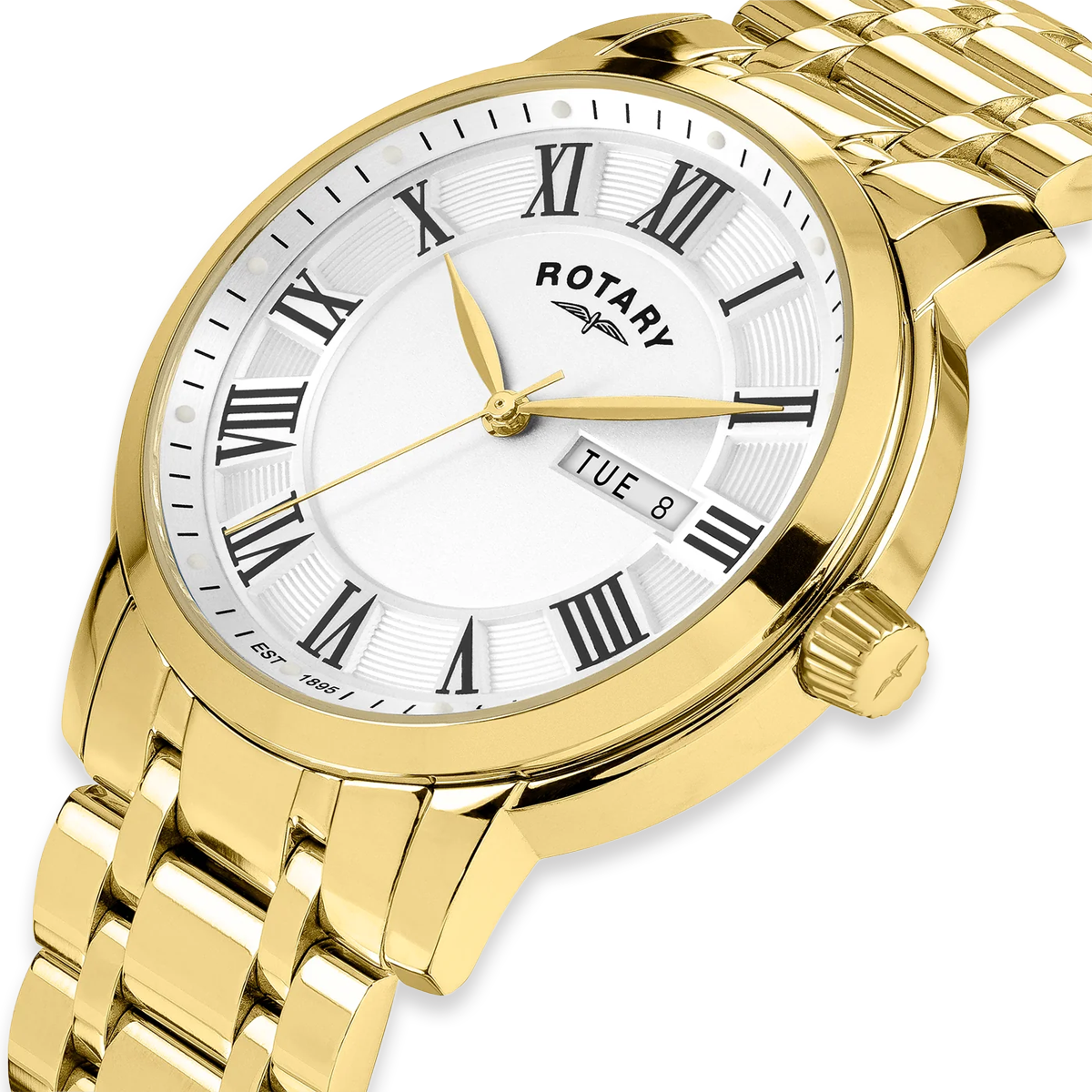 Rotary Heritage Gold Plated Watch, White Dial with Roman Numerals RGB10022/70