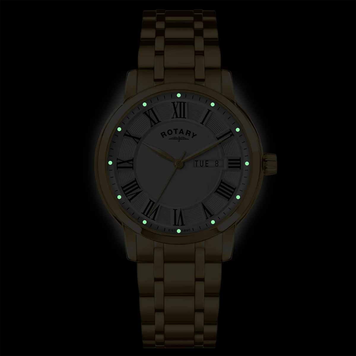 Rotary Heritage Gold Plated Watch, White Dial with Roman Numerals RGB10022/70