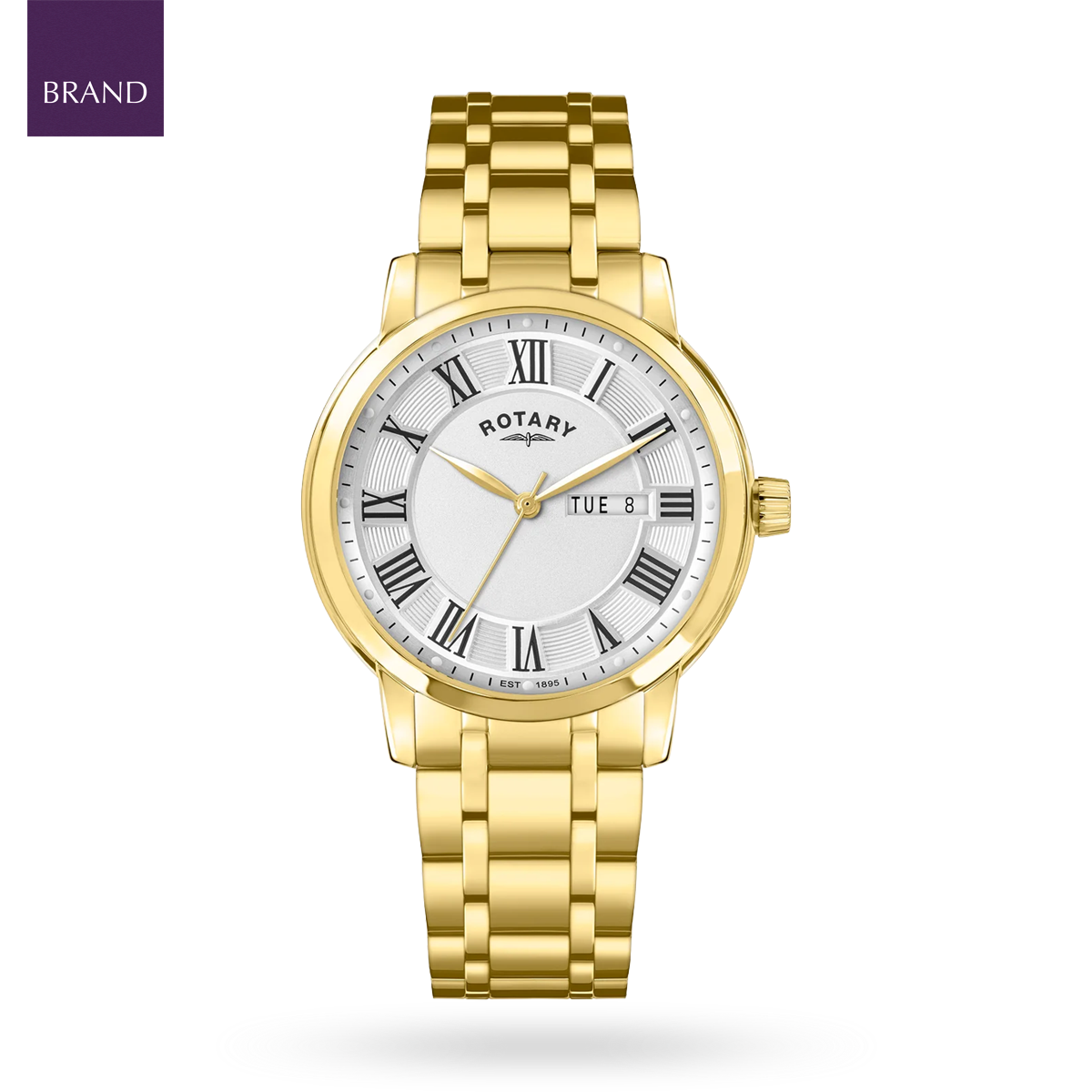Rotary Heritage Gold Plated Watch, White Dial with Roman Numerals RGB10022/70