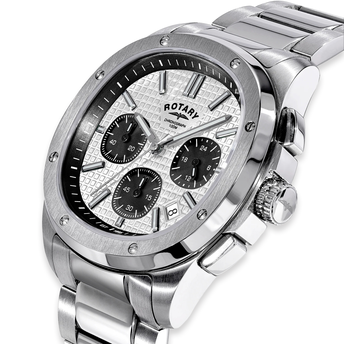 Rotary Apex 100 Chronograph, White Dial with Stainless Steel Bracelet RGB10031/07